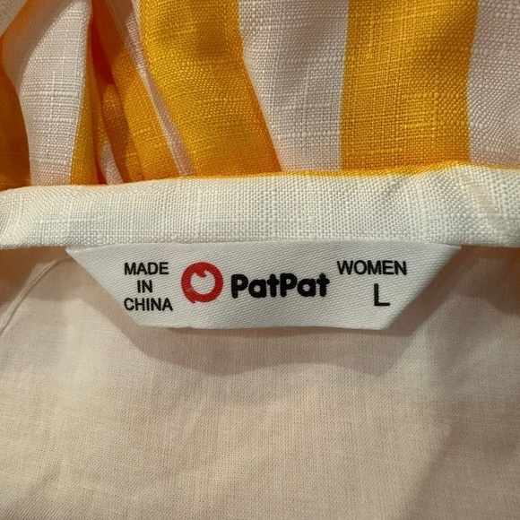 PatPat Yellow and White Striped  Criss Cross Dress SZ L - Picture 5 of 6